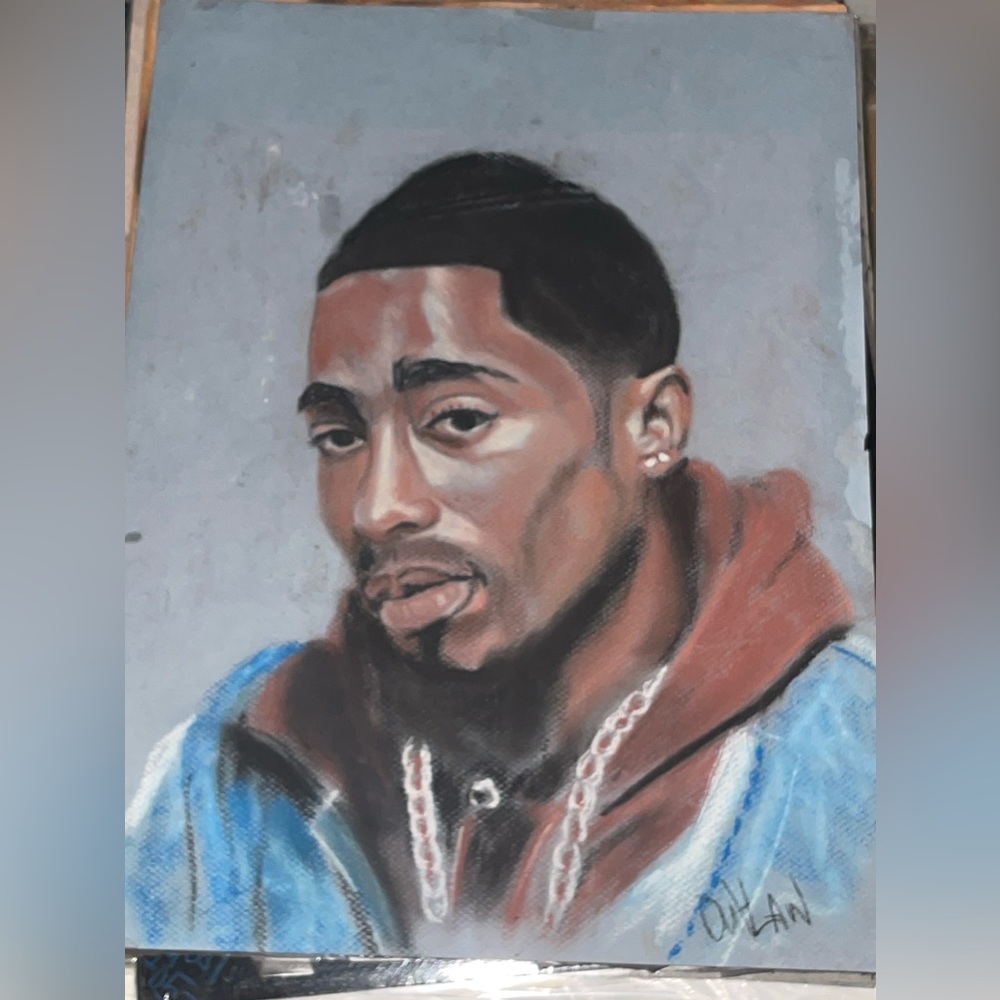 Tupac portrait in pastels  , not a print ORIGINAL ONE OF ONE BISHOP IN JUICE